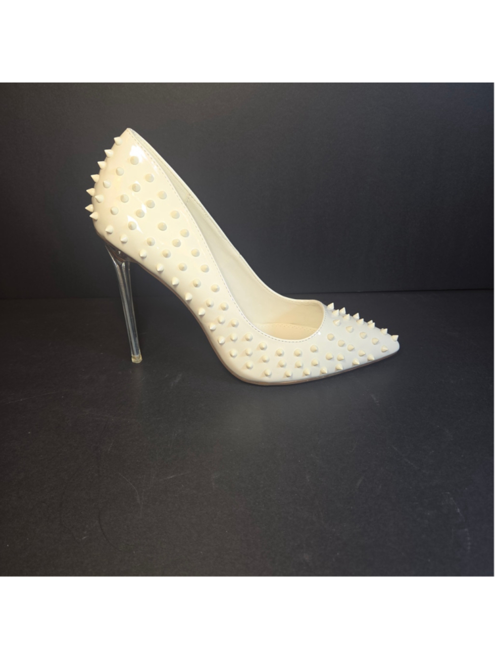 Women's Liliana Studded Stiletto Heels in White Size 10